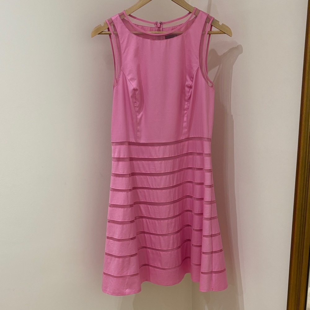 Ann Taylor Pink Sleeveless Fit-and-Flare Dress